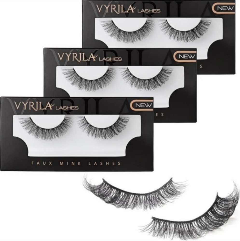 3 Pairs Faux Mink Cat Eye Lashes Wispy 3D Fluffy Volume Strip (Drama)